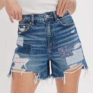 American Eagle Women’s 2 Shorts Baggy Highest Rise Patchwork Embroidery Denim